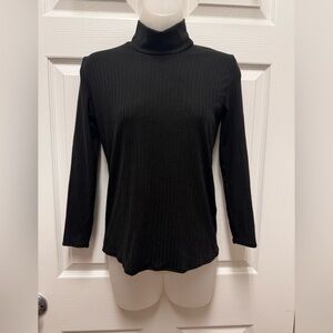 Elegant Black Long Sleeve Turtleneck Top
